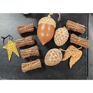 Acorn Sticks Wood Rustic Ornament Lot, 3 Inch Or Larger Size, Barn Christmas
